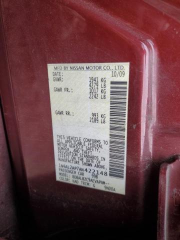 1N4AL2AP7AN422148 - 2010 NISSAN ALTIMA BASE BURGUNDY photo 13