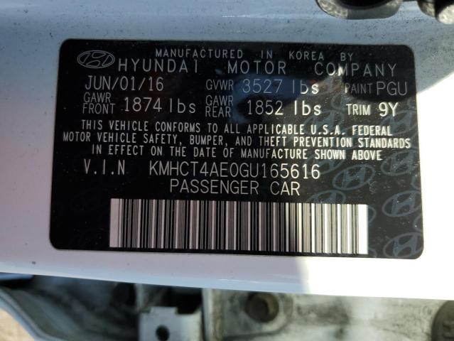 KMHCT4AE0GU165616 - 2016 HYUNDAI ACCENT SE 白色 照片 12