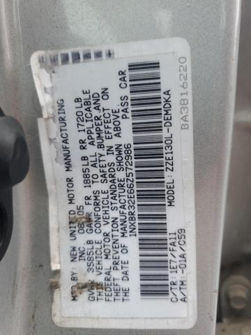 1NXBR32E66Z572986 - 2006 TOYOTA COROLLA CE SILVER photo 12