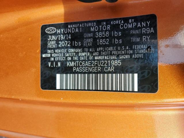 KMHTC6AE2FU221985 - 2015 HYUNDAI VELOSTER TURBO ORANGE photo 12