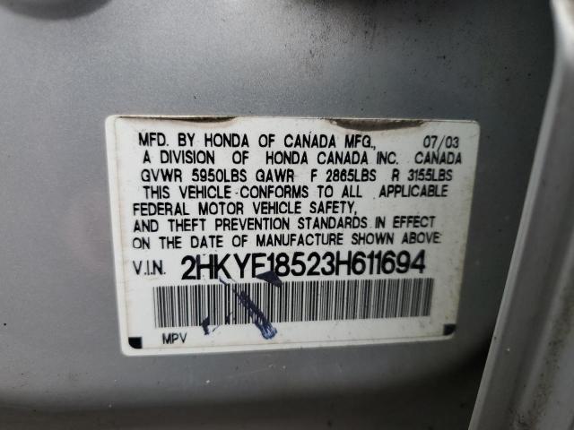 2HKYF18523H611694 - 2003 HONDA PILOT EXL SILVER photo 13