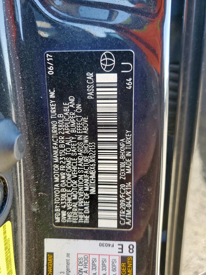 NMTKHMBX6JR022133 - 2018 TOYOTA C-HR XLE გრაფიტი ფოტო 13