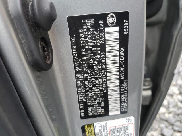 4T1BE32K25U500893 - 2005 TOYOTA CAMRY LE SILVER photo 12