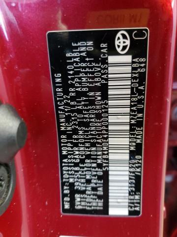 5YFB4MDE4PP000125 - 2023 TOYOTA COROLLA LE RED photo 12