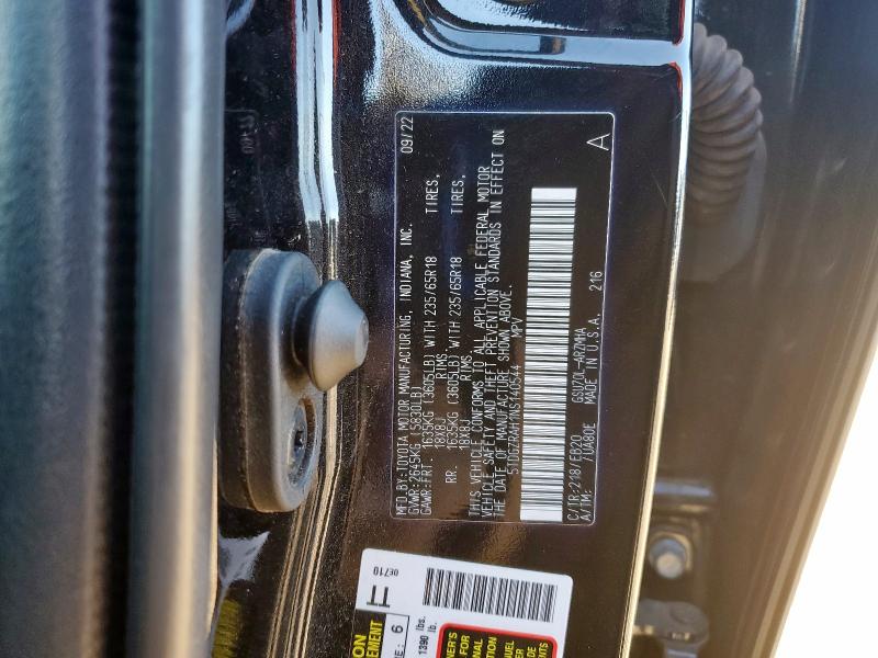 5TDGZRAH1NS140544 - 2022 TOYOTA HIGHLANDER XLE BLACK photo 13