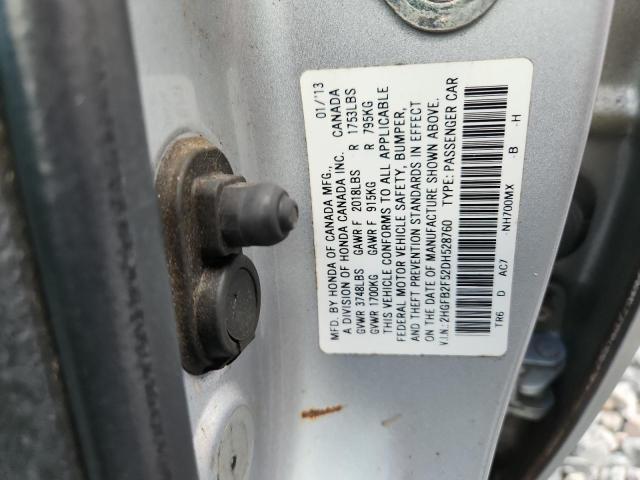 2HGFB2F52DH528760 - 2013 HONDA CIVIC LX SILVER photo 13