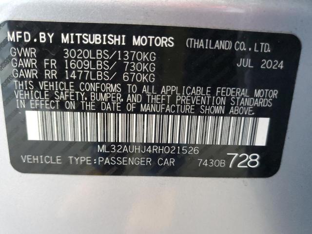 ML32AUHJ4RH021526 - 2024 MITSUBISHI MIRAGE ES 银色 照片 12