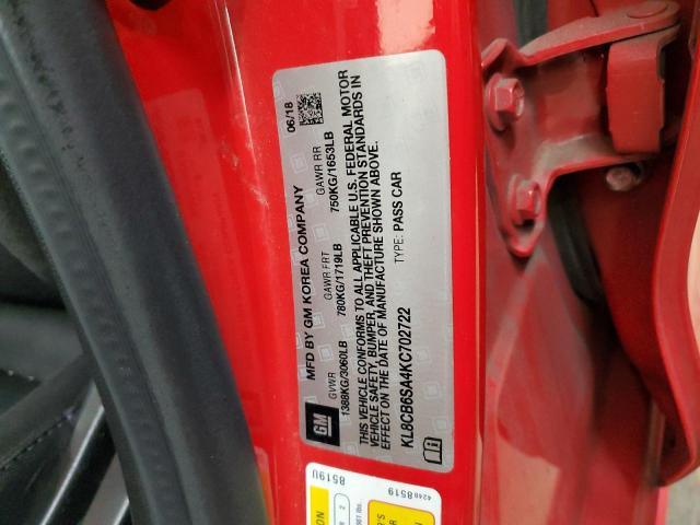 KL8CB6SA4KC702722 - 2019 CHEVROLET SPARK LS RED photo 12