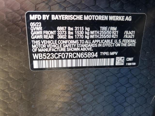 WB523CF07RCN65894 - 2024 BMW IX XDRIVE50 GRAY photo 13