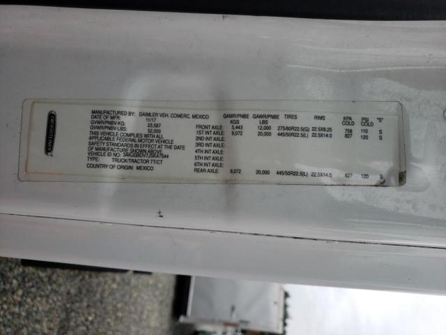 3AKJGBDV7JSKA7544 - 2018 FREIGHTLINER CASCADIA 1 WHITE photo 10