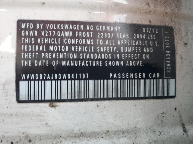 WVWDB7AJ8DW041197 - 2013 VOLKSWAGEN GOLF 白色 照片 12