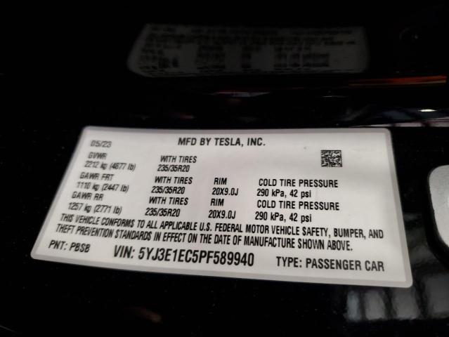 5YJ3E1EC5PF589940 - 2023 TESLA MODEL 3 BLACK photo 13