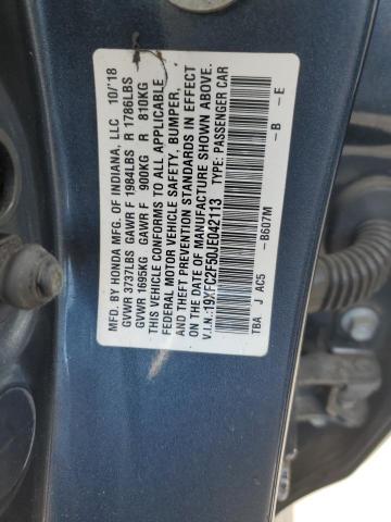 19XFC2F50JE042113 - 2018 HONDA CIVIC LX დამწვარი ფოტო 12