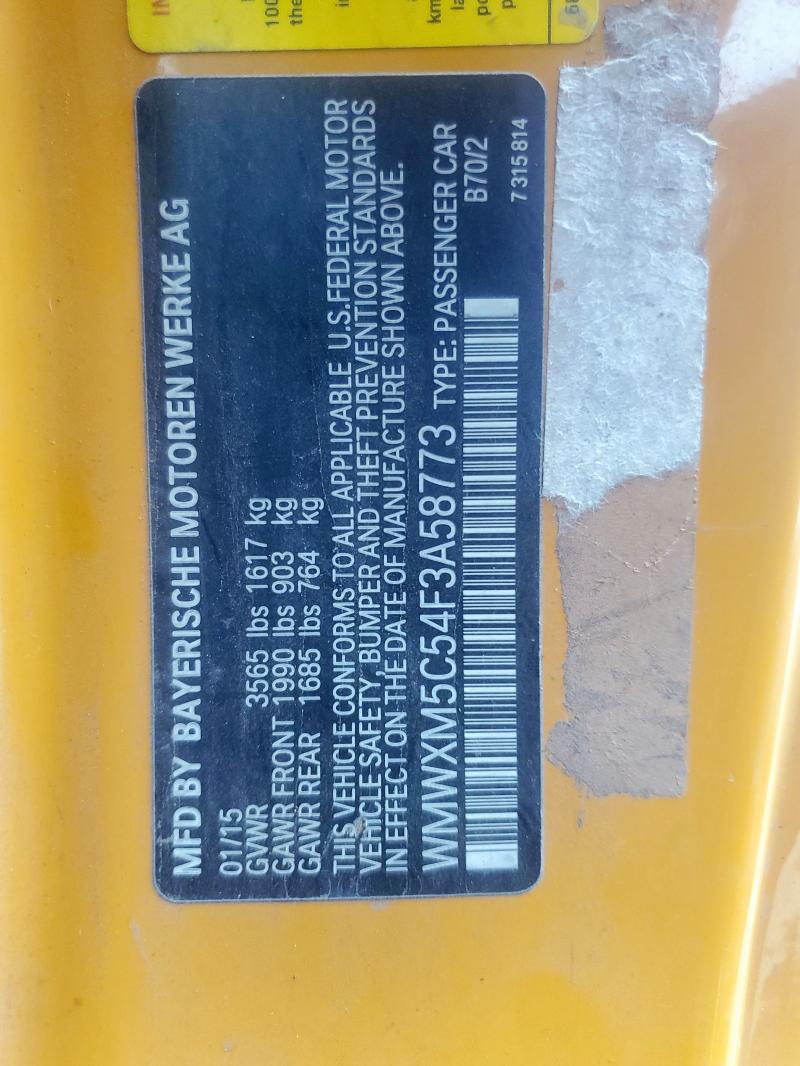 WMWXM5C54F3A58773 - 2015 MINI COOPER ORANGE photo 12