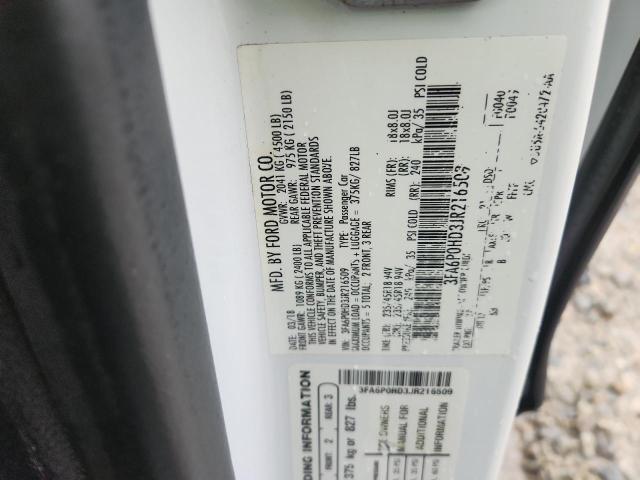 3FA6P0HD3JR216509 - 2018 FORD FUSION SE Ақ фото 12