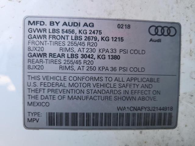 WA1CNAFY3J2144918 - 2018 AUDI Q5 PRESTIGE WHITE photo 13