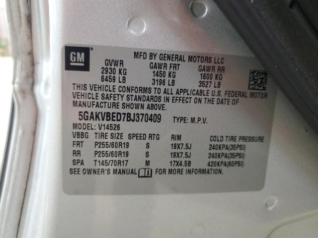 5GAKVBED7BJ370409 - 2011 BUICK ENCLAVE CXL SILVER photo 13