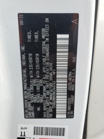 5TDGZRBH3NS244743 - 2022 TOYOTA HIGHLANDER XLE WHITE photo 12