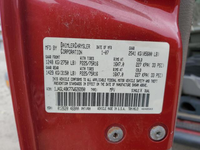 1J4GL48K77W626990 - 2007 JEEP LIBERTY SPORT RED photo 13