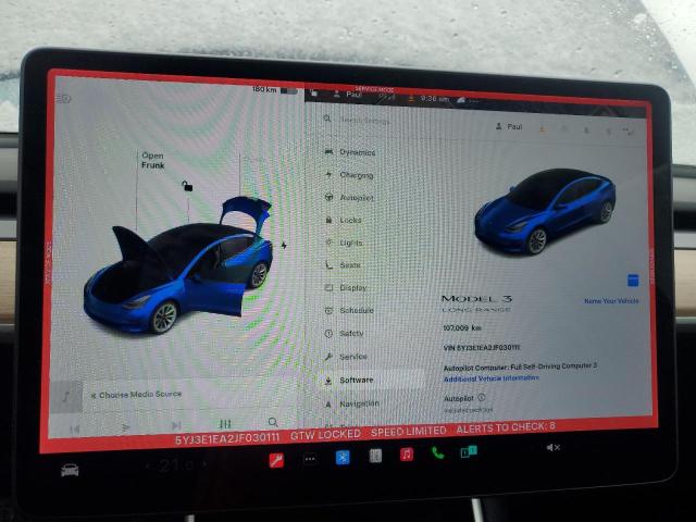 5YJ3E1EA2JF030111 - 2018 TESLA MODEL 3 Niebieski zdjęcie 9