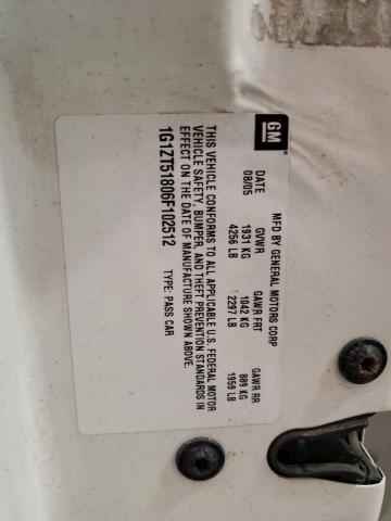 1G1ZT51806F102512 - 2006 CHEVROLET MALIBU LT WHITE photo 12