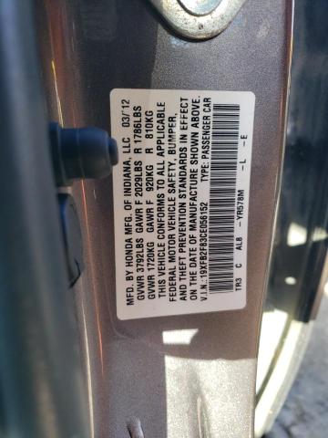19XFB2F83CE056152 - 2012 HONDA CIVIC EX Сұр фото 12