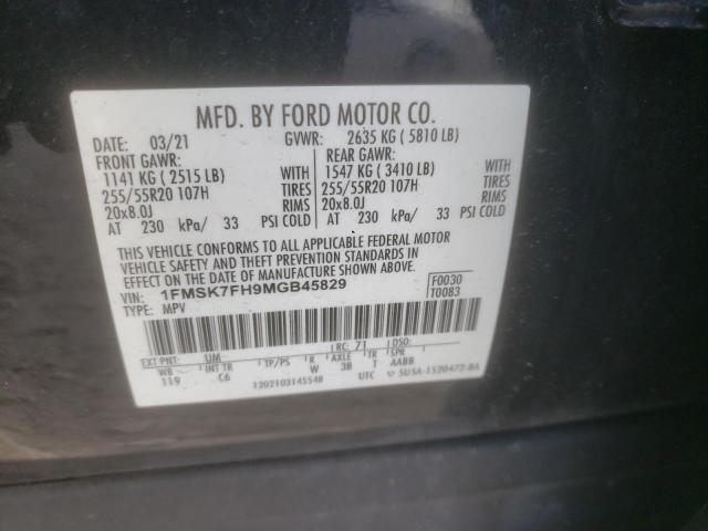 1FMSK7FH9MGB45829 - 2021 FORD EXPLORER LIMITED BLACK photo 14