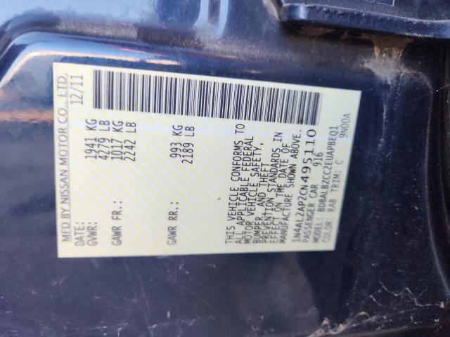 1N4AL2AP2CN495110 - 2012 NISSAN ALTIMA BASE Niebieski zdjęcie 12