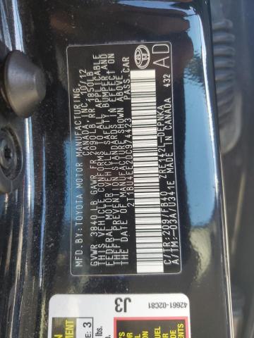 2T1BU4EE2DC974423 - 2013 TOYOTA COROLLA BASE Negro foto 12