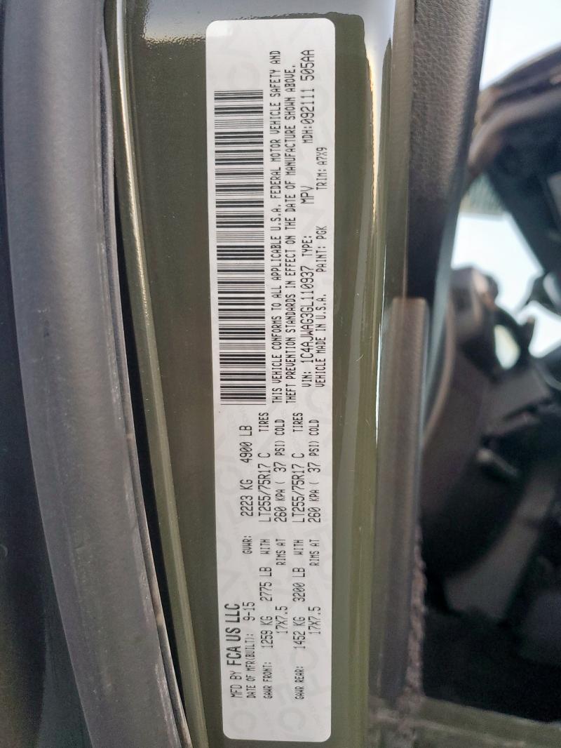 1C4AJWAG3GL110937 - 2016 JEEP WRANGLER SPORT GREEN photo 14