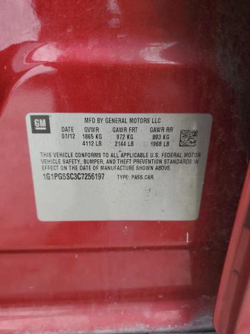 1G1PG5SC3C7256197 - 2012 CHEVROLET CRUZE LT MAROON photo 13