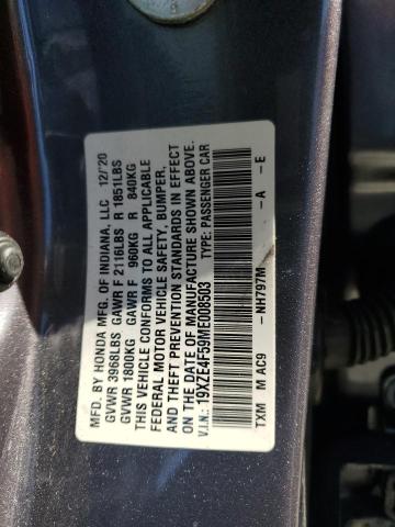 19XZE4F59ME008503 - 2021 HONDA INSIGHT EX GRAY photo 12