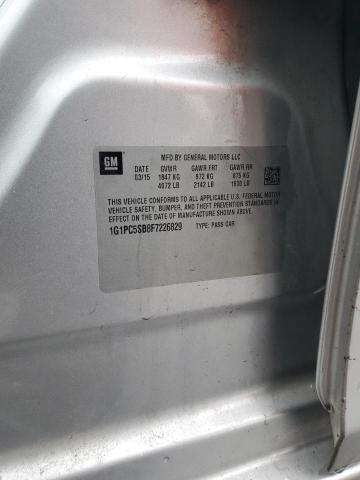 1G1PC5SB8F7226829 - 2015 CHEVROLET CRUZE LT 银色 照片 12