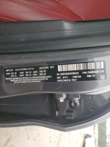 ZARFAEDN1H7550133 - 2017 ALFA ROMEO GIULIA Q4 灰色 照片 12