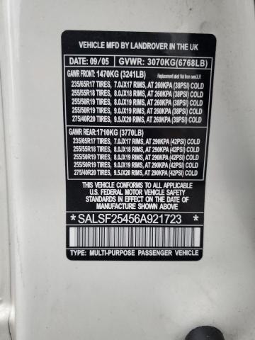 SALSF25456A921723 - 2006 LAND ROVER RANGE ROVE HSE WHITE photo 13