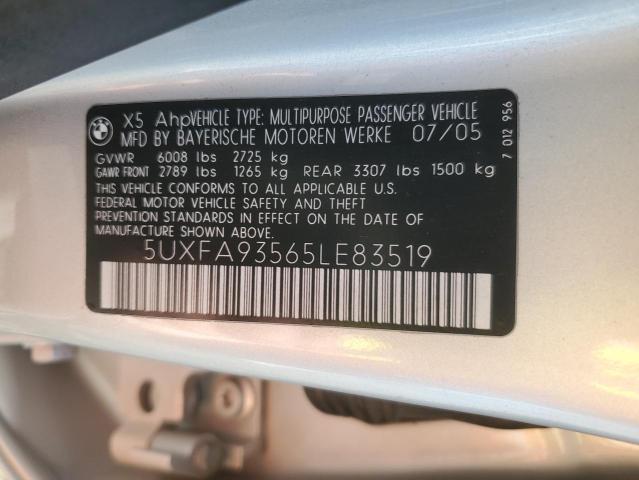 5UXFA93565LE83519 - 2005 BMW X5 4.8IS SILVER photo 13