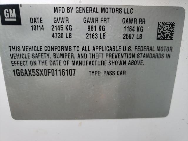 1G6AX5SX0F0116107 - 2015 CADILLAC CTS LUXURY COLLECTION Blanc photo 12