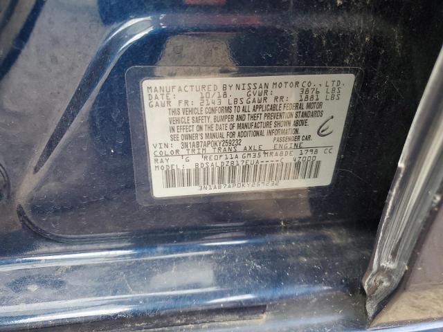 3N1AB7AP0KY259232 - 2019 NISSAN SENTRA S BLUE photo 12