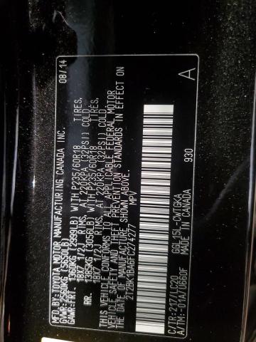 2T2BK1BA6FC274277 - 2015 LEXUS RX 350 BASE BLACK photo 12