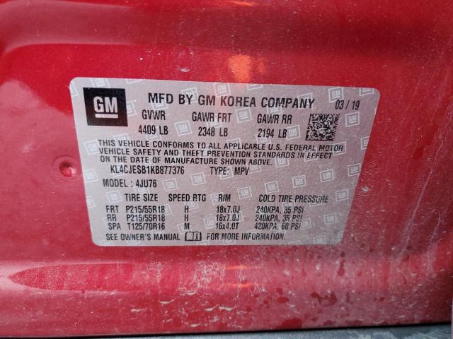 KL4CJESB1KB877376 - 2019 BUICK ENCORE PREFERRED 红色 照片 12