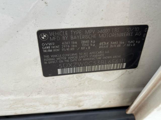 5UXZW0C53BL656111 - 2011 BMW X5 XDRIVE35D WHITE photo 10
