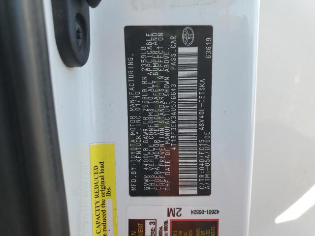 4T1BF3EK3AU576643 - 2010 TOYOTA CAMRY BASE Beyaz fotoğraf 12