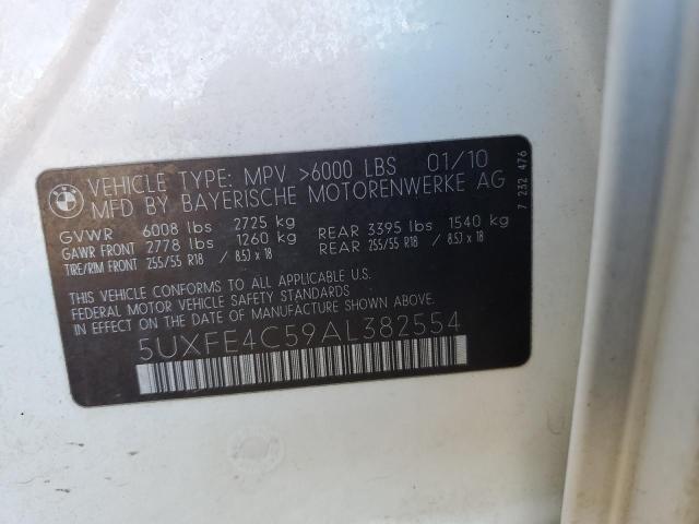 5UXFE4C59AL382554 - 2010 BMW X5 XDRIVE30I WHITE photo 12