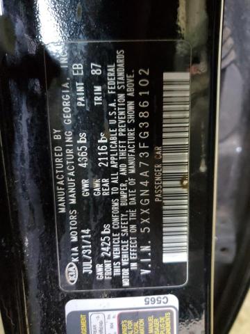 5XXGN4A73FG386102 - 2015 KIA OPTIMA EX BLACK photo 12