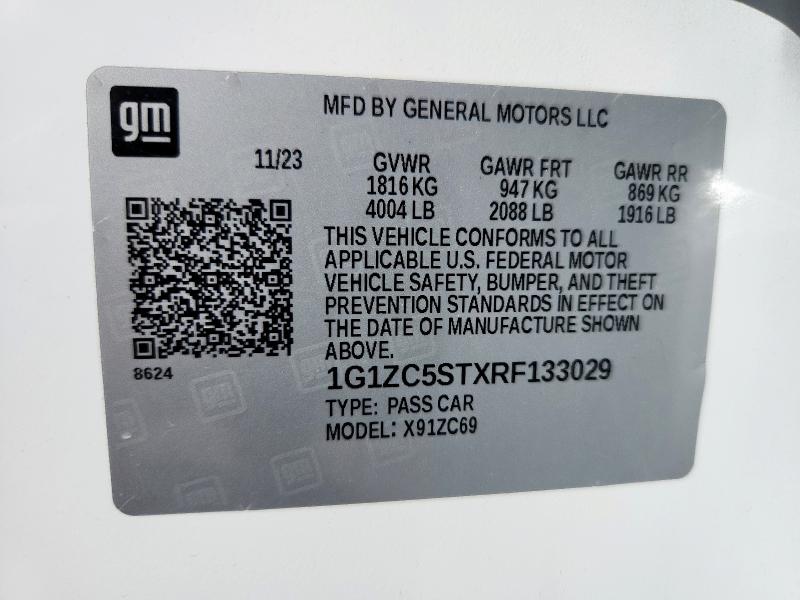 1G1ZC5STXRF133029 - 2024 CHEVROLET MALIBU LS Weiß Foto 12