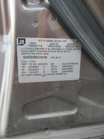 5GAER23D89J183789 - 2009 BUICK ENCLAVE CXL GRAY photo 13