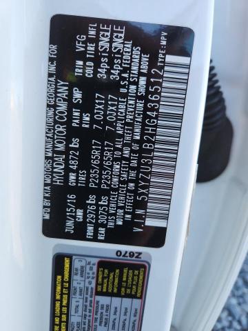 5XYZU3LB2HG436512 - 2017 HYUNDAI SANTA FE S 白色 照片 13