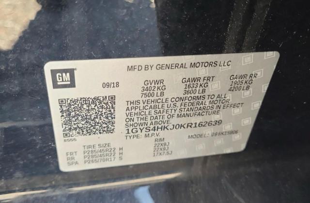 1GYS4HKJ0KR162639 - 2019 CADILLAC ESCALADE ESV LUXURY Սև լուսանկար 10