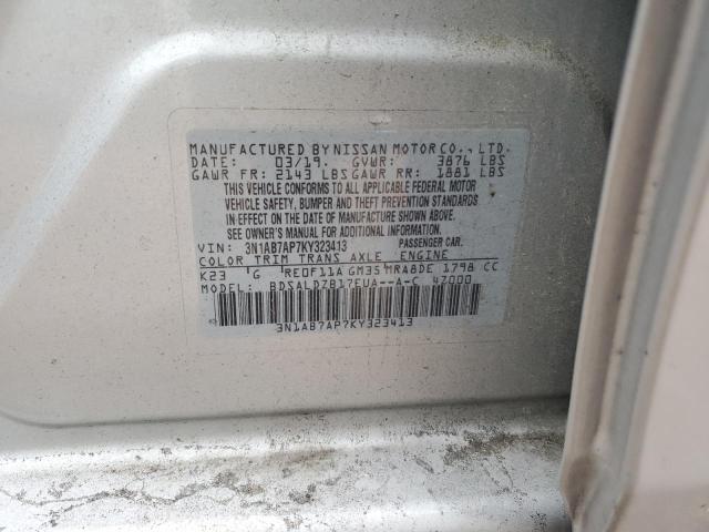 3N1AB7AP7KY323413 - 2019 NISSAN SENTRA S 银色 照片 12