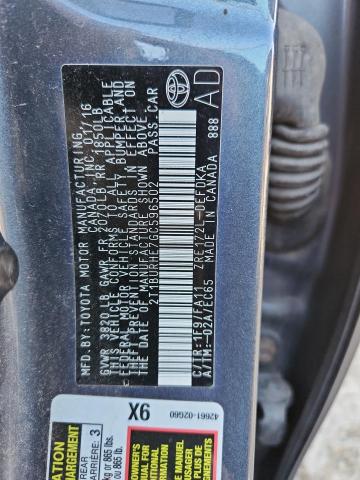 2T1BURHE7GC596502 - 2016 TOYOTA COROLLA L GRAY photo 12